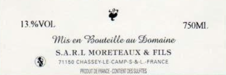 (image for) Jean Moreteaux CHASSAGNE MONTRACHET ROUGE 1982 (Vvsbs)